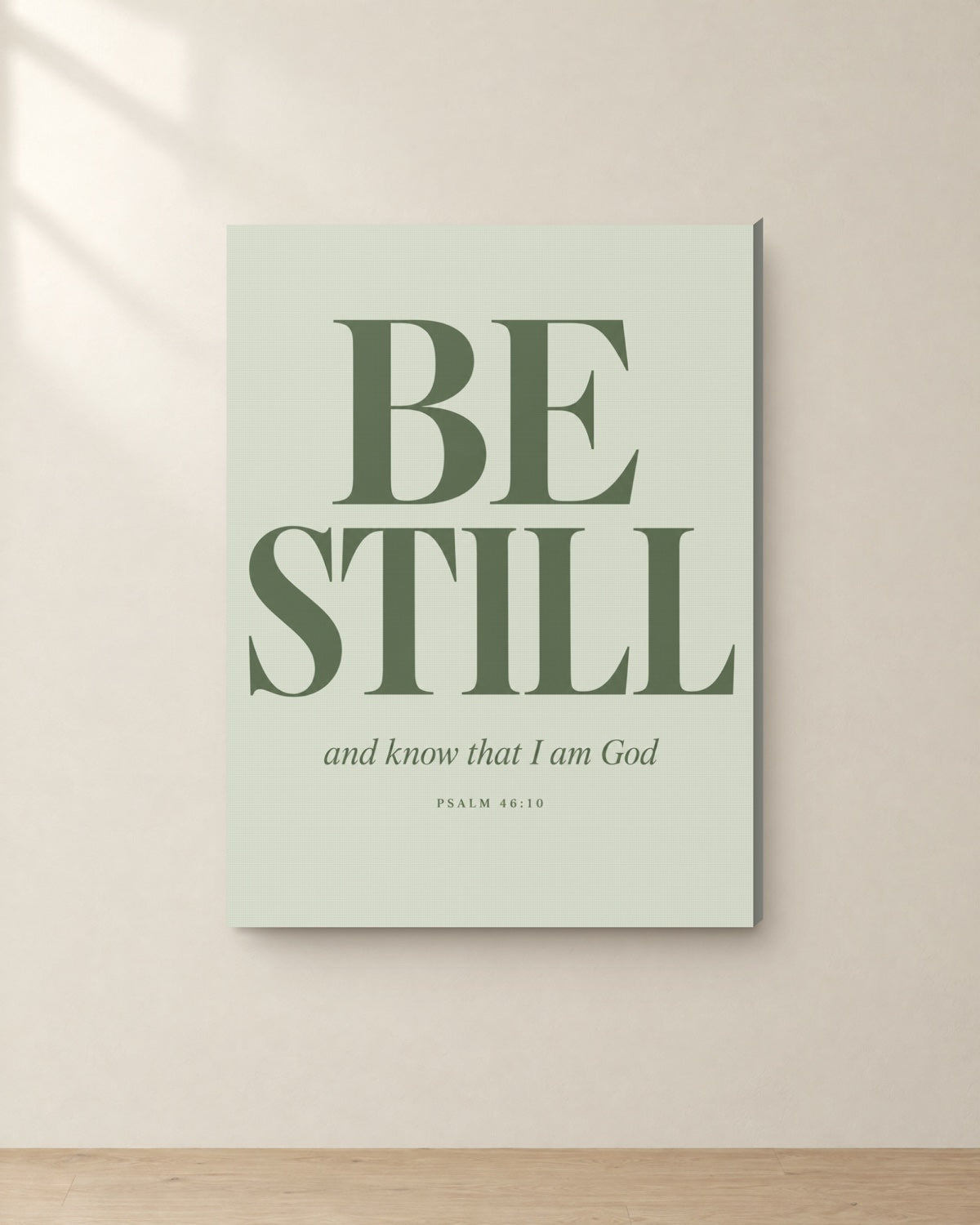 Be Still, Psalm 46:10, Canvas. Digital mockup.