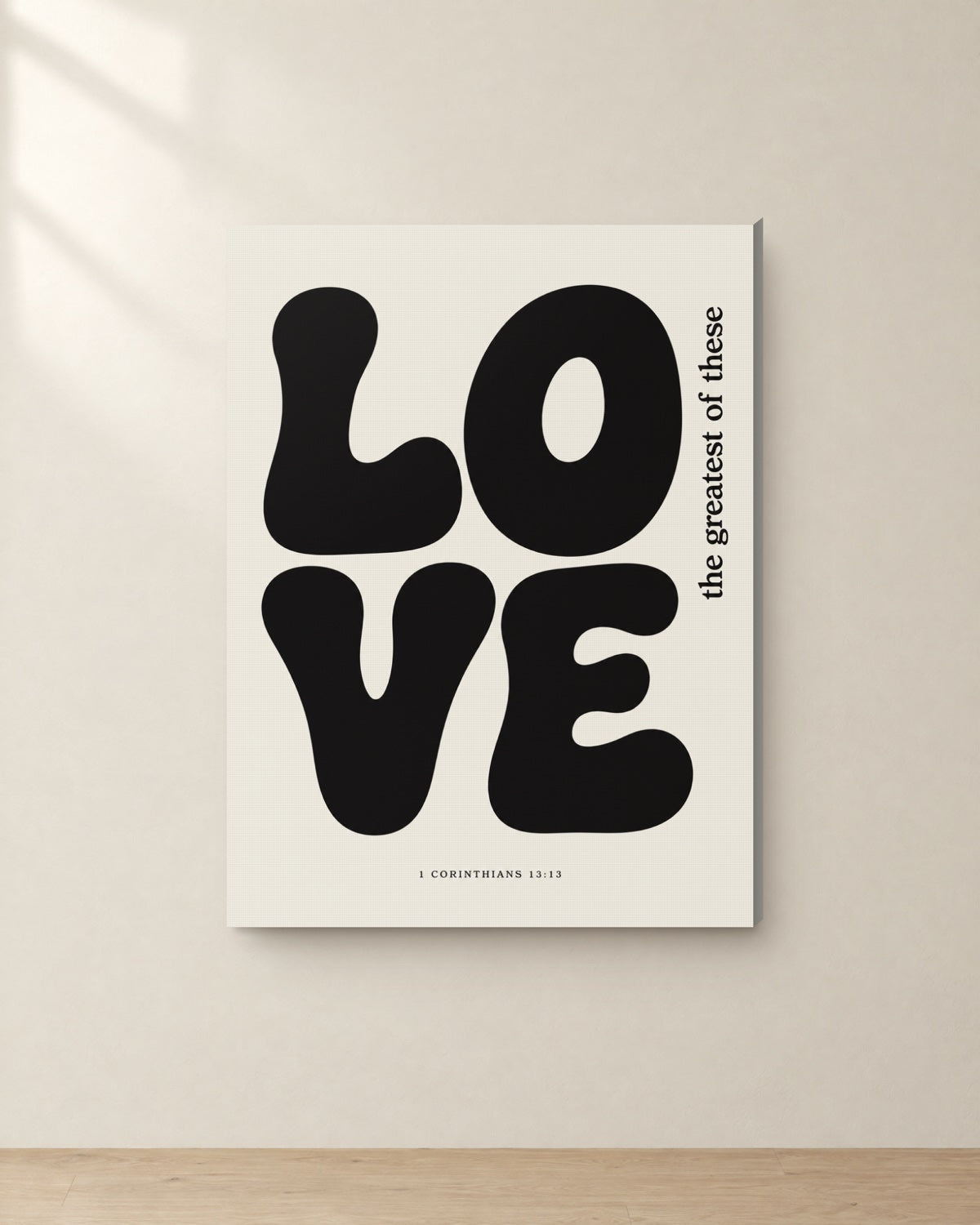Love, 1 Corinthians 13:13, Canvas. Digital mockup.