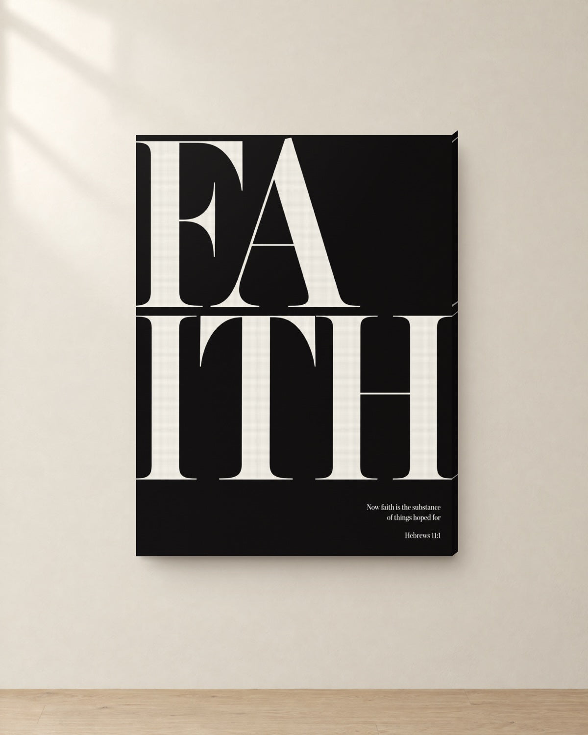 Faith, Hebrews 11:1, Canvas. Digital mockup.