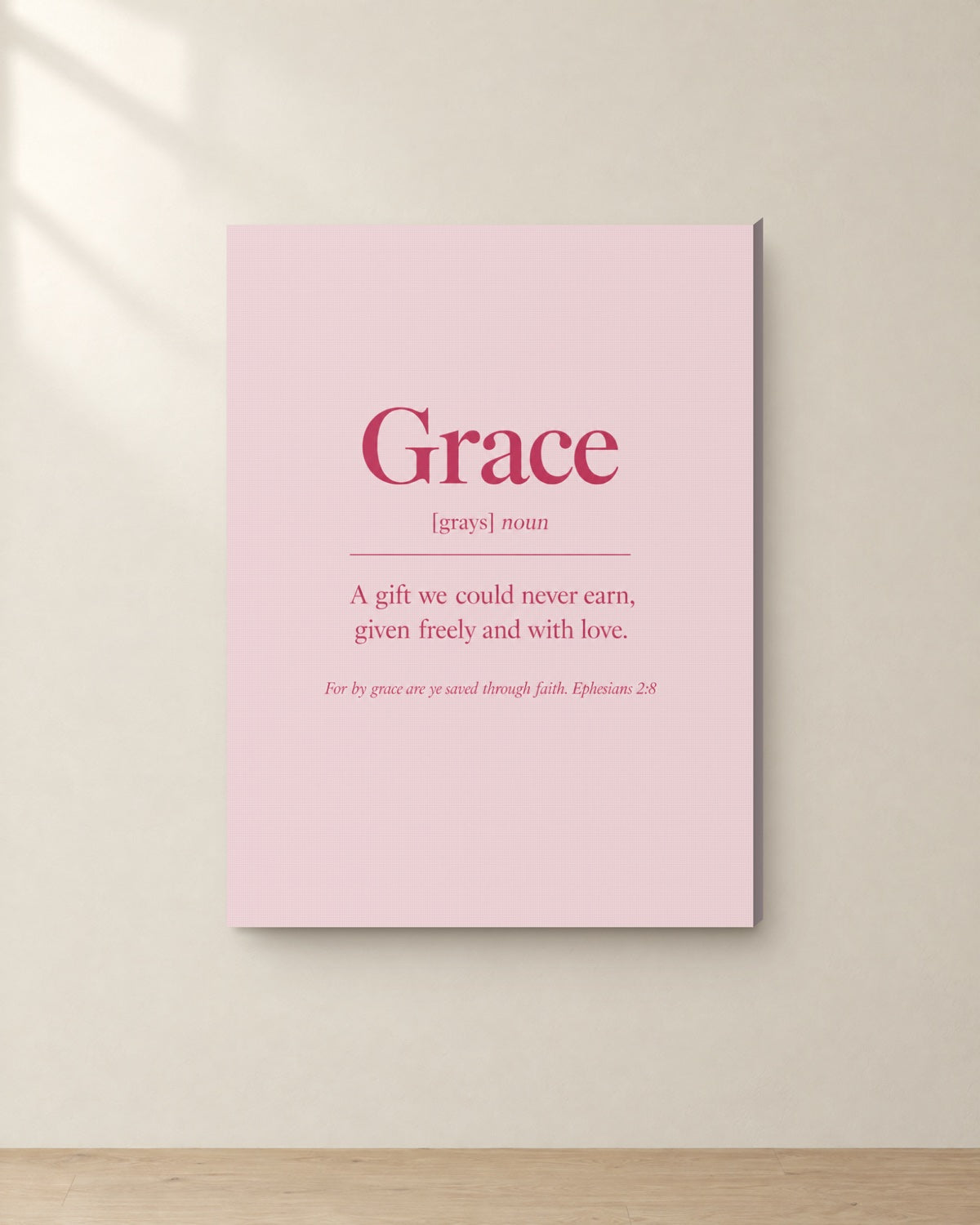 Grace, Ephesians 2:8, Canvas. Digital mockup.