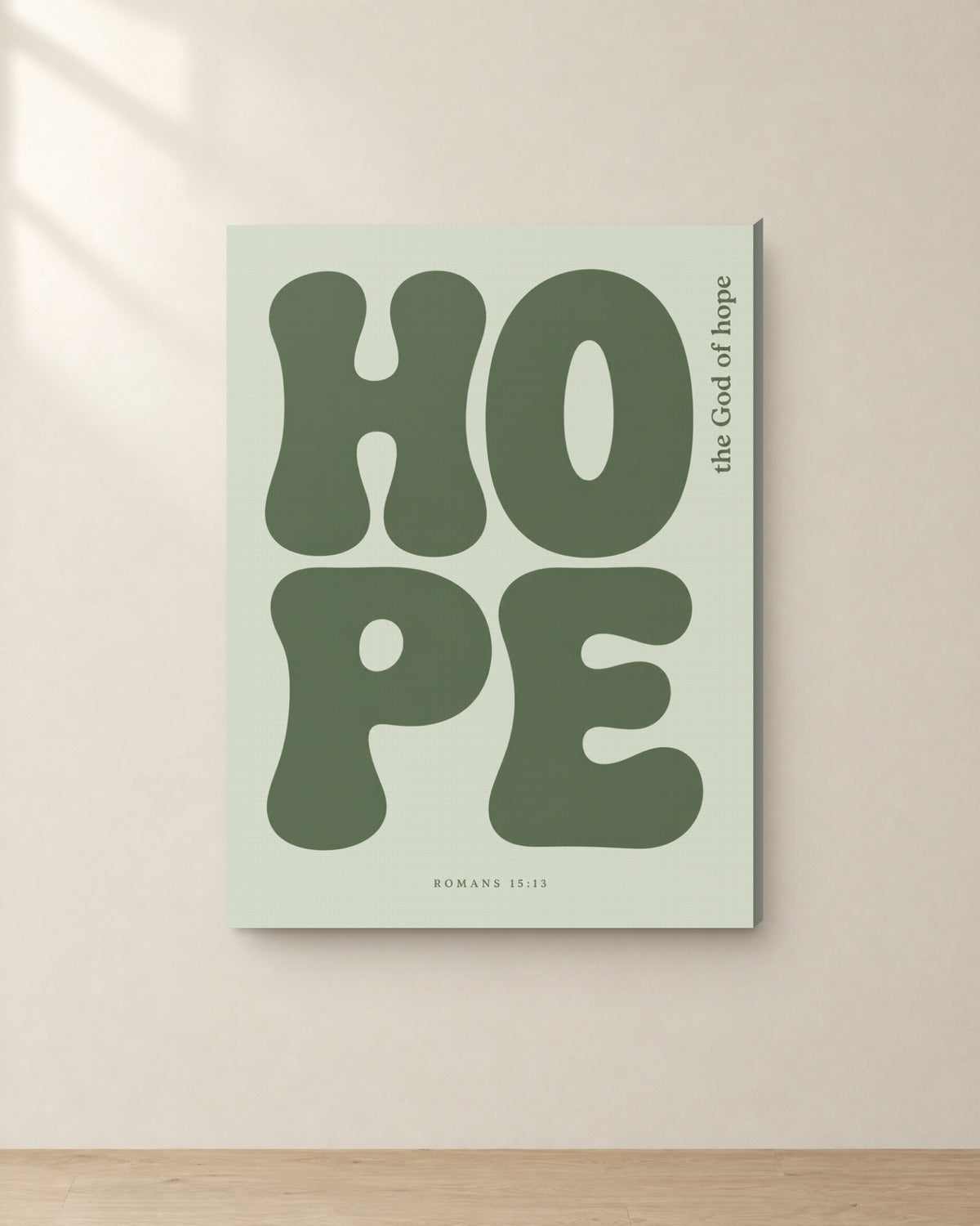 Hope, Romans 15:13, Canvas. Digital mockup.