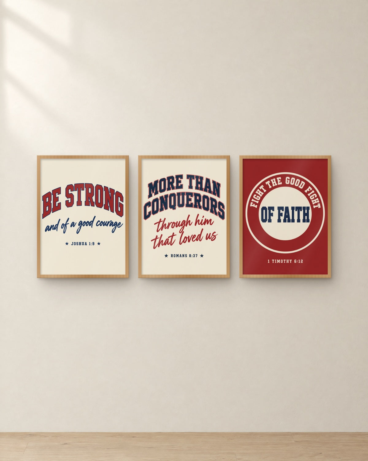 The Varsity Set, framed in oak. Digital mockup.